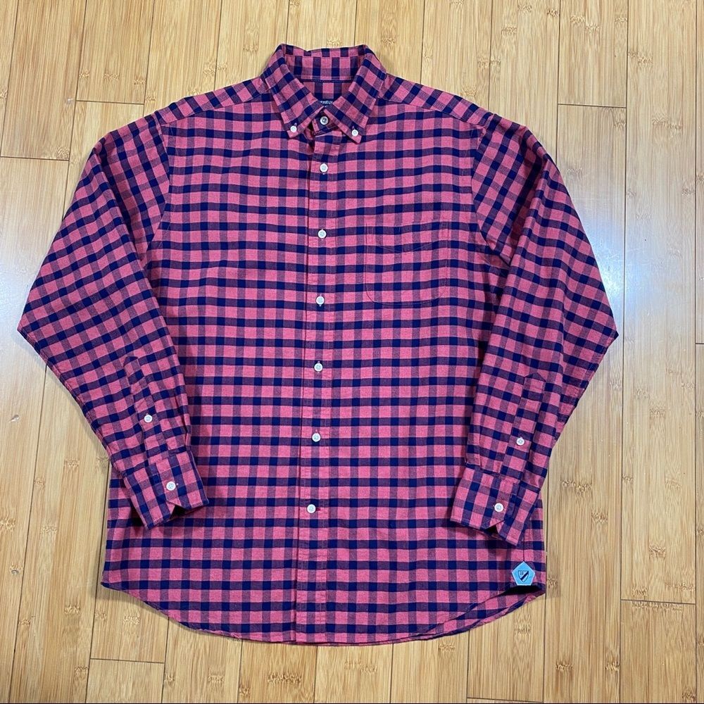 Cremieux Men's Medium Dress Shirt - Navy & Red Checkered Plaid